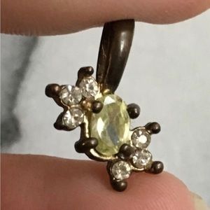 ❤️Yellow Stone Pendant Clear crystals stones